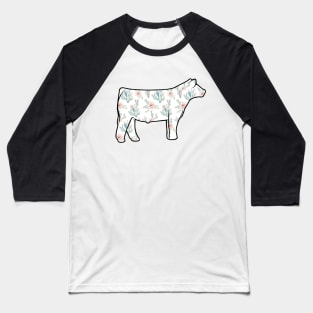 Watercolor Floral Cactus Show Steer Silhouette  - NOT FOR RESALE WITHOUT PERMISSION Baseball T-Shirt